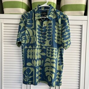 Quiksilver Teal and Olive Patterned Men's Shirt